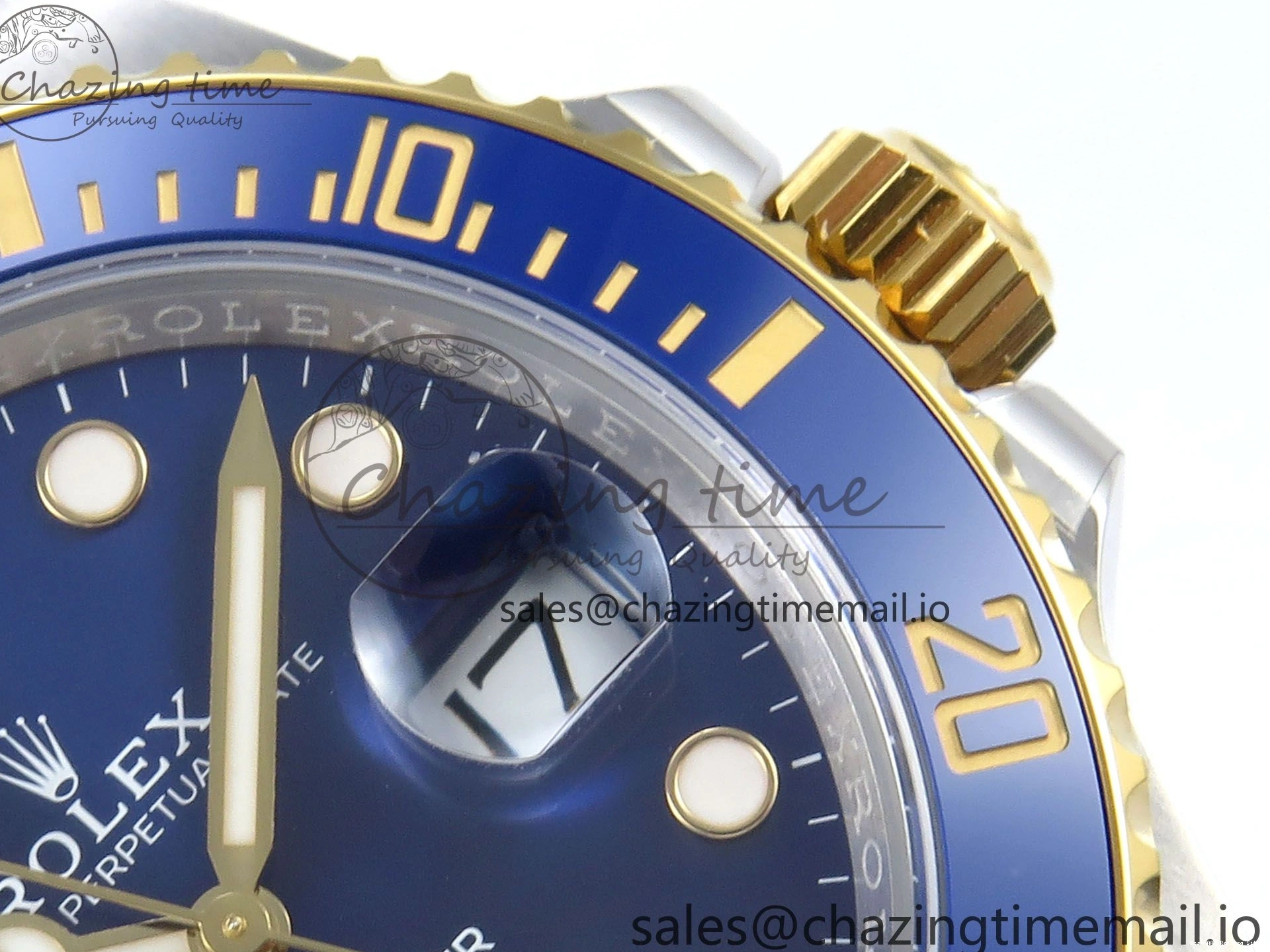 Best AAA Replica Sites Submariner YG Steel Bracelet 374 904L Dial 1:1 on Best Oyster Blue SH SS Edition Seasonal ARF SS YG 126613LB 0115